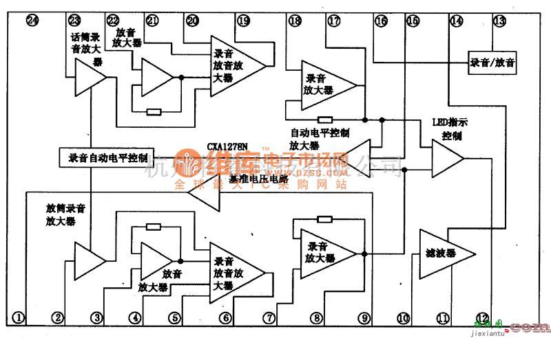 语音电路中的CXAl278N单片主体声录、放音集成电路图  第1张