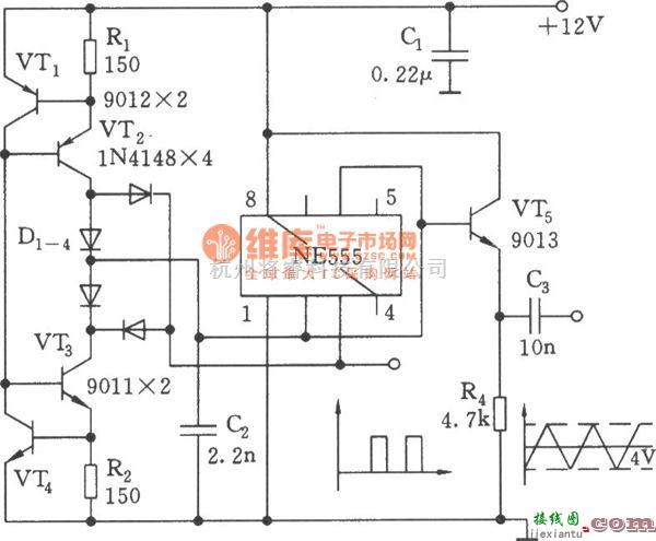 信号产生器中的三角波、方波发生器电路(555)  第1张