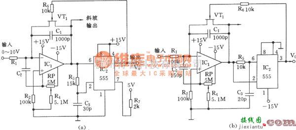 信号产生器中的555构成的线性电压／频率变换器电路(三)  第1张