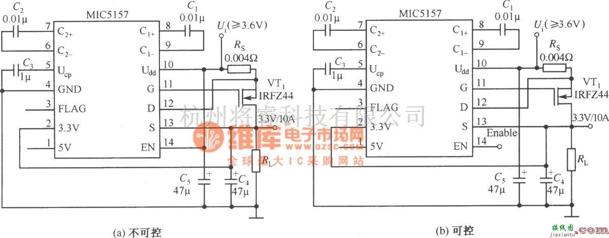 稳压电源中的MIC5157构成的输出3.3V／10A的线性稳压器电路  第1张