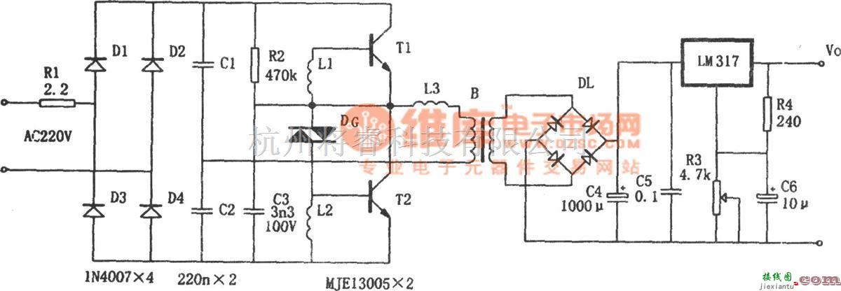 稳压电源中的LM317构成的电子变压稳压电源  第1张