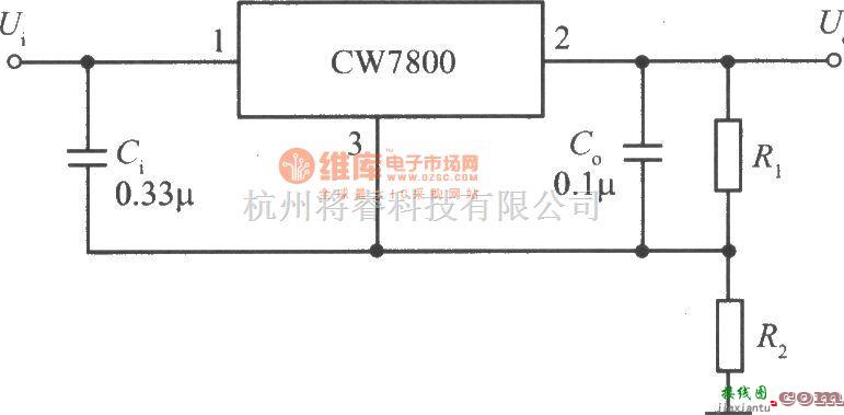 稳压电源中的CW7800构成的集成稳压器的升压电路之一  第1张