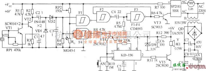 光敏电阻中的新颖的门灯开关电路  第1张