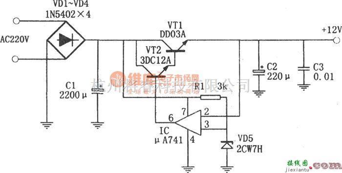 开关稳压电源中的采用运算放大器μA741做成的开关电源  第1张