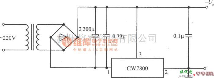 稳压电源中的CW7800构成高输入电压的集成稳压电源电路之一  第1张