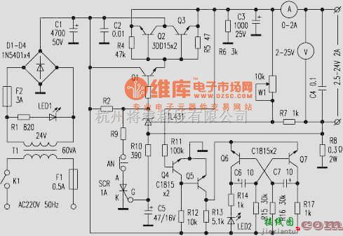 稳压电源中的有过载和短路保护的可调稳压电源  第1张