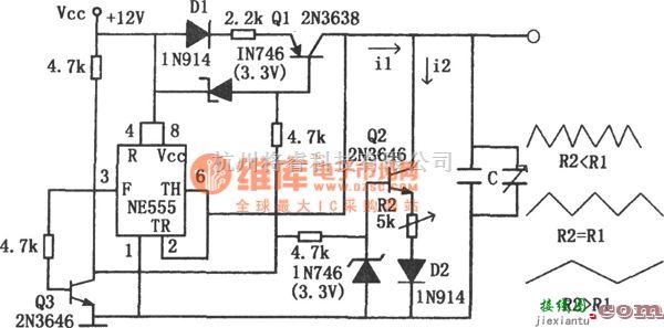 信号产生器中的可调节对称性的三角波发生器(NE555)  第1张