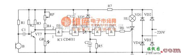 光敏电阻中的延迟节能灯电路  第1张