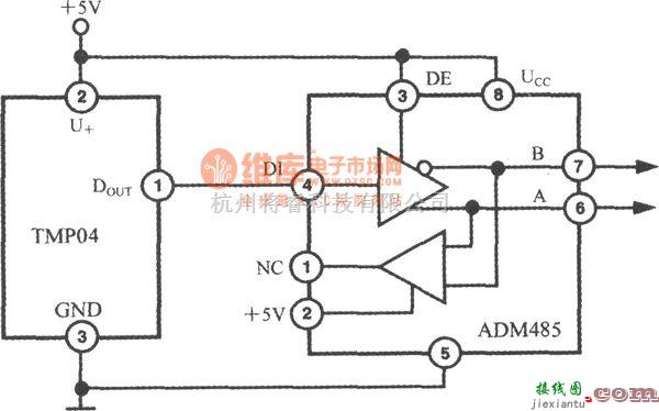 温度传感电路中的由智能温度传感器与外部缓冲器构成的远程测温电路  第1张