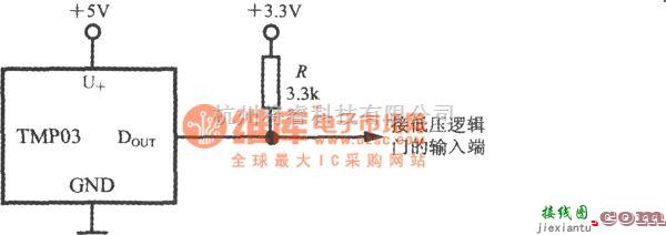 温度传感电路中的由智能温度传感器TMP03构成的低电压逻辑电路  第1张