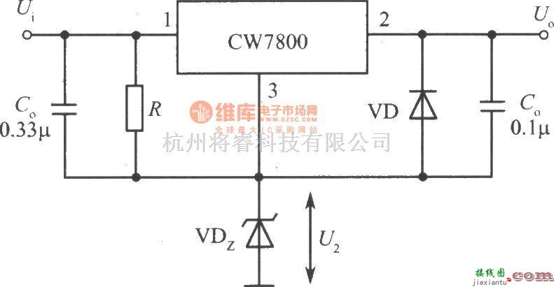 稳压电源中的CW7800构成的集成稳压器的升压电路之二  第1张