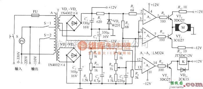电源电路中的TXD1742连续调节的全自动交流稳压器电路  第1张