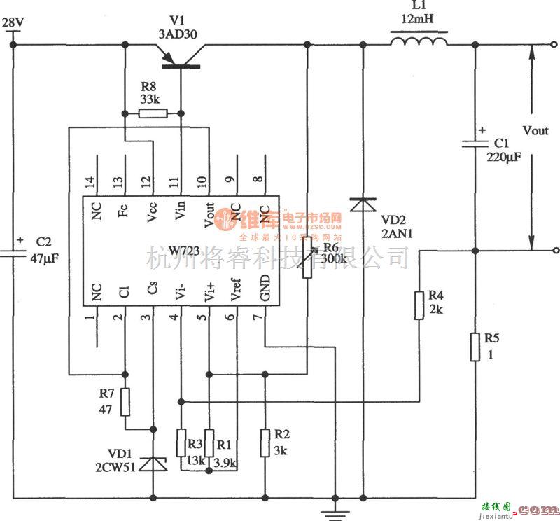 恒流源中的由W723组成的开关式恒流源应用电路  第1张