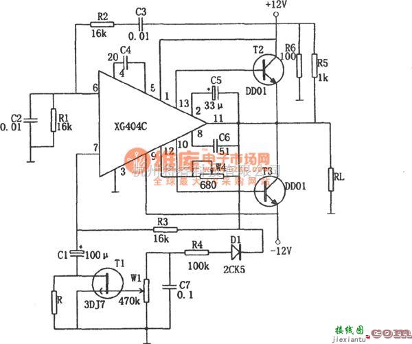 信号产生器中的XG404C构成的幅度稳定失真率低的功率信号发生器  第1张