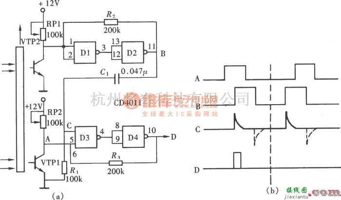 转速、角速度、加速度传感器中的用门电路组成的运动方向传感器(CD4011)  第1张