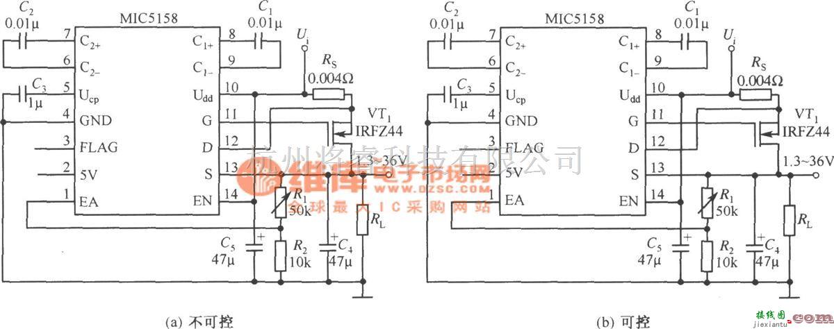 稳压电源中的MIC5158构成的输出电压可调的线性稳压器电路  第1张