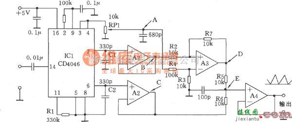 信号产生器中的由CD4046构成的三角波发生器  第1张