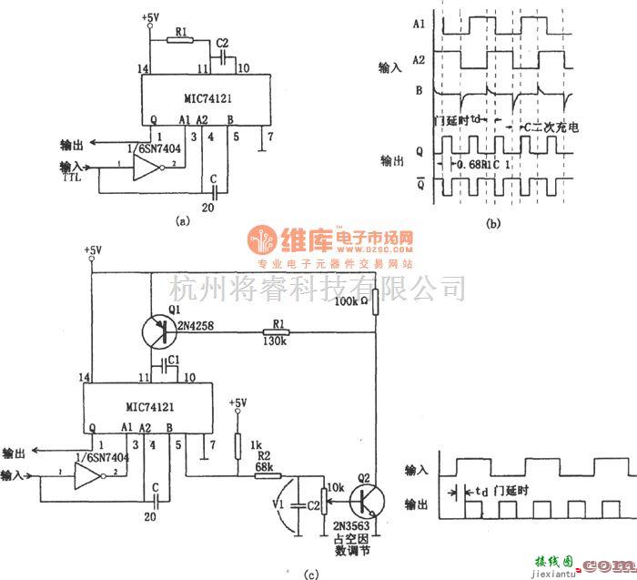 频率合成器中的MIC74121构成的具有方波输出的数字倍频器  第1张