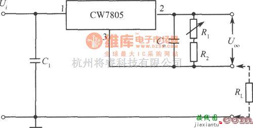 恒流源中的CW7805构成的输出电流可调的恒流源电路  第1张