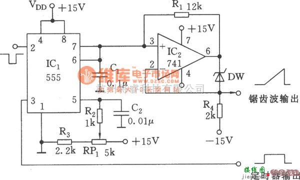 信号产生器中的自举电压锯齿波发生器(555)  第1张