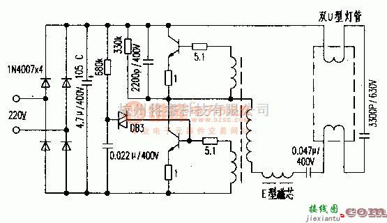 电子镇流器中的电子镇流器电路图  3300P/630V 第1张