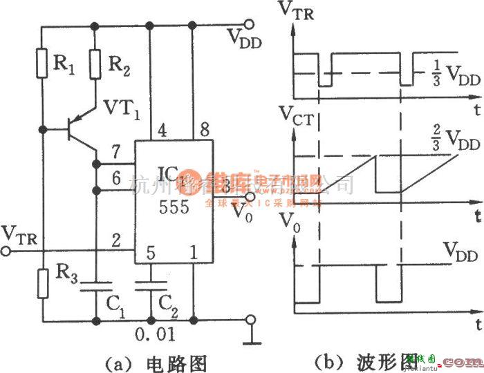 信号产生器中的由555构成的方波和锯齿波产生器  第1张