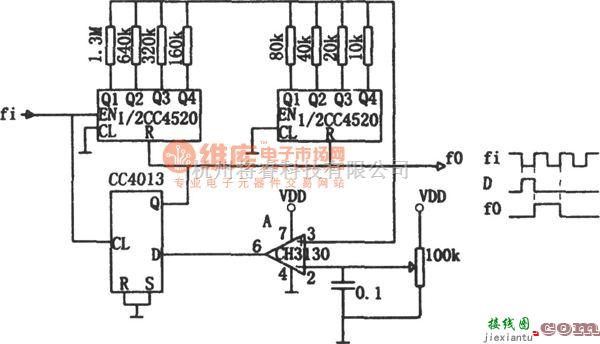 频率合成器中的用电位器调节的分频器(CC4013、CH3130)  第1张