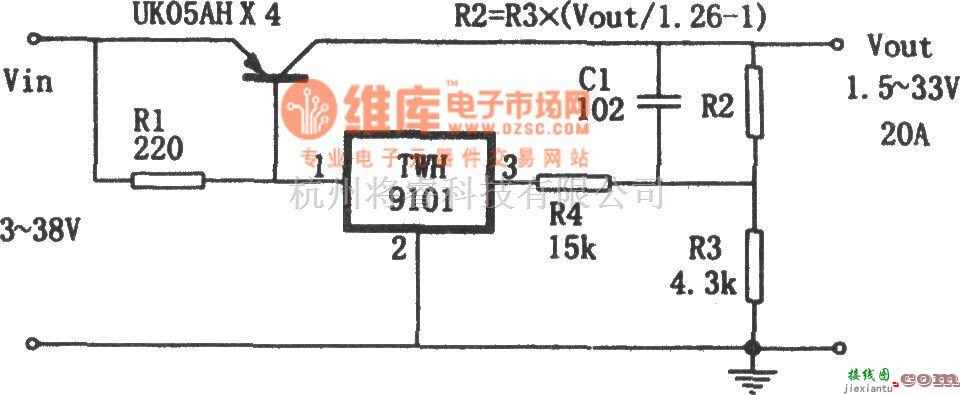 稳压电源中的TWH9101构成的低压差高精度大电流稳压电源  第1张