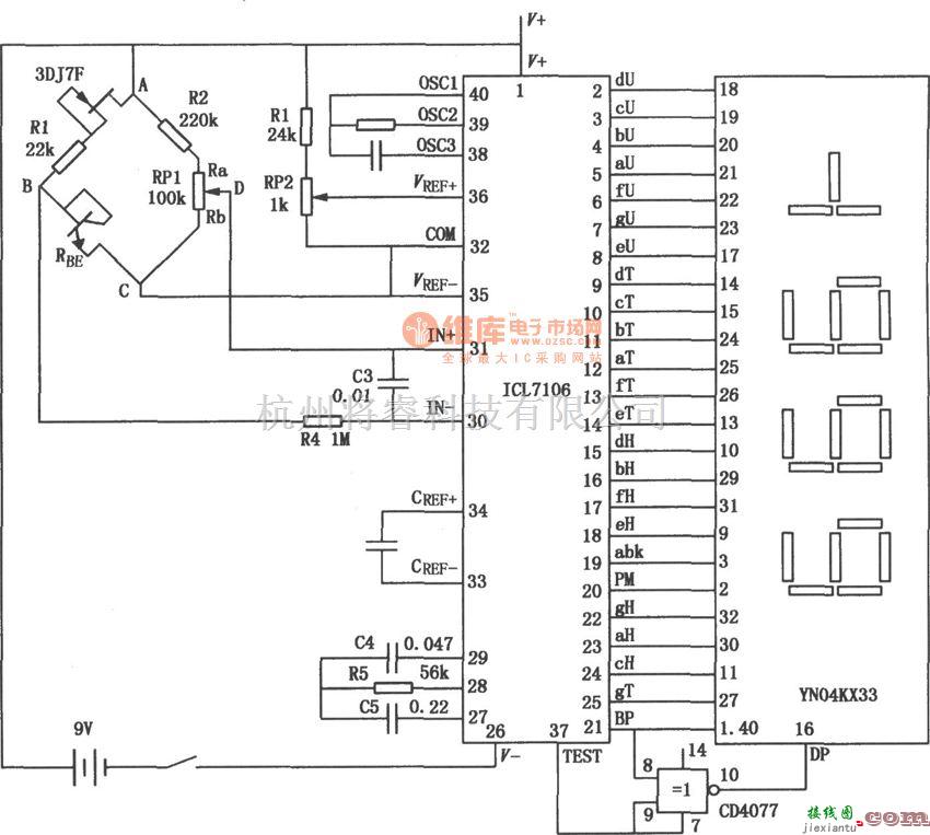 数字电路中的ICL7106构成的微功耗温度计  第1张