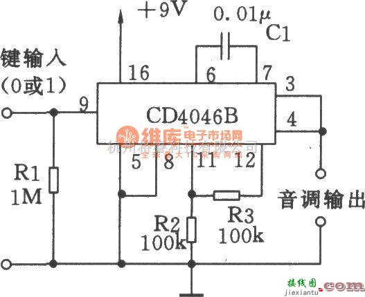 信号产生器中的由CD4046B组成的频移键控(FSK)方波发生器  第1张