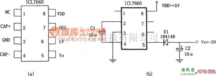 DC-DC中的外部只需2只电容即可工作的极性变换电源(ICL7660)  第1张