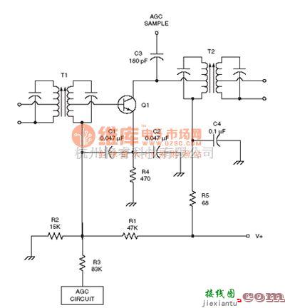 射频放大器电路中的射频IF电路：NPN IF amplifier circuit with AGC bias  第1张