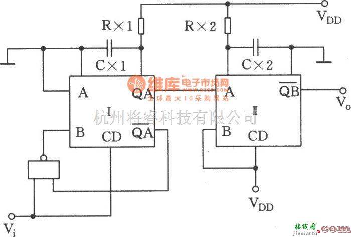 振荡电路中的用CC4528组成的键控振荡器  第1张