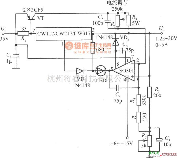 恒流源中的CW117／CW217／CW317构成的恒压／恒流电源的原理图  第1张