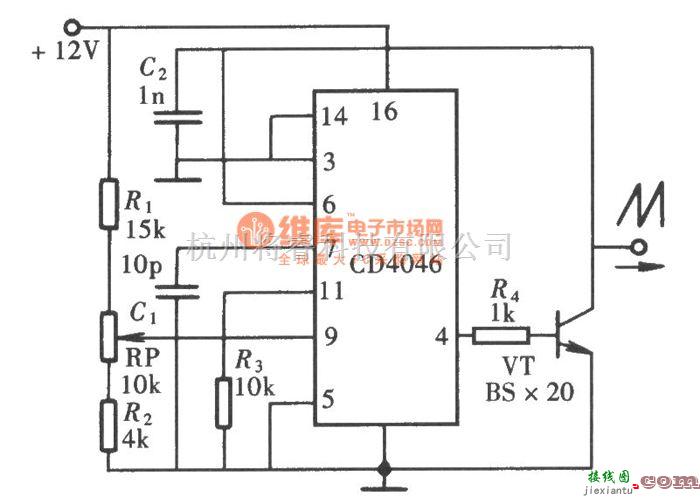 信号产生器中的用CD4046组成的斜波发生器  第1张