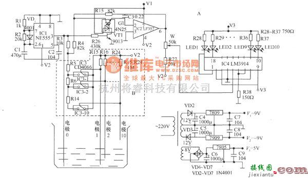 光电耦合器电路中的水位检测电路图  第2张