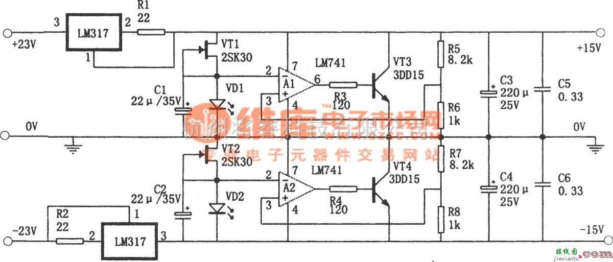 稳压电源中的LM317构成的恒流并联稳压电源  第1张