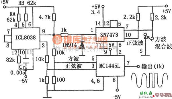 信号产生器中的正弦波、方波发生器(ICL8038、SN7473、MC1445L)  第1张