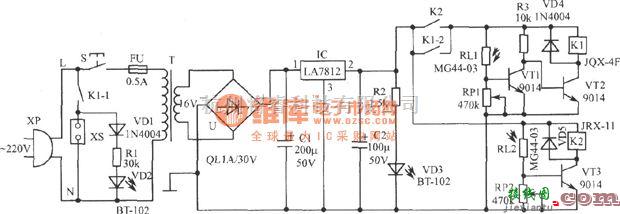 光敏电阻中的光电控制电器插座电路  第1张