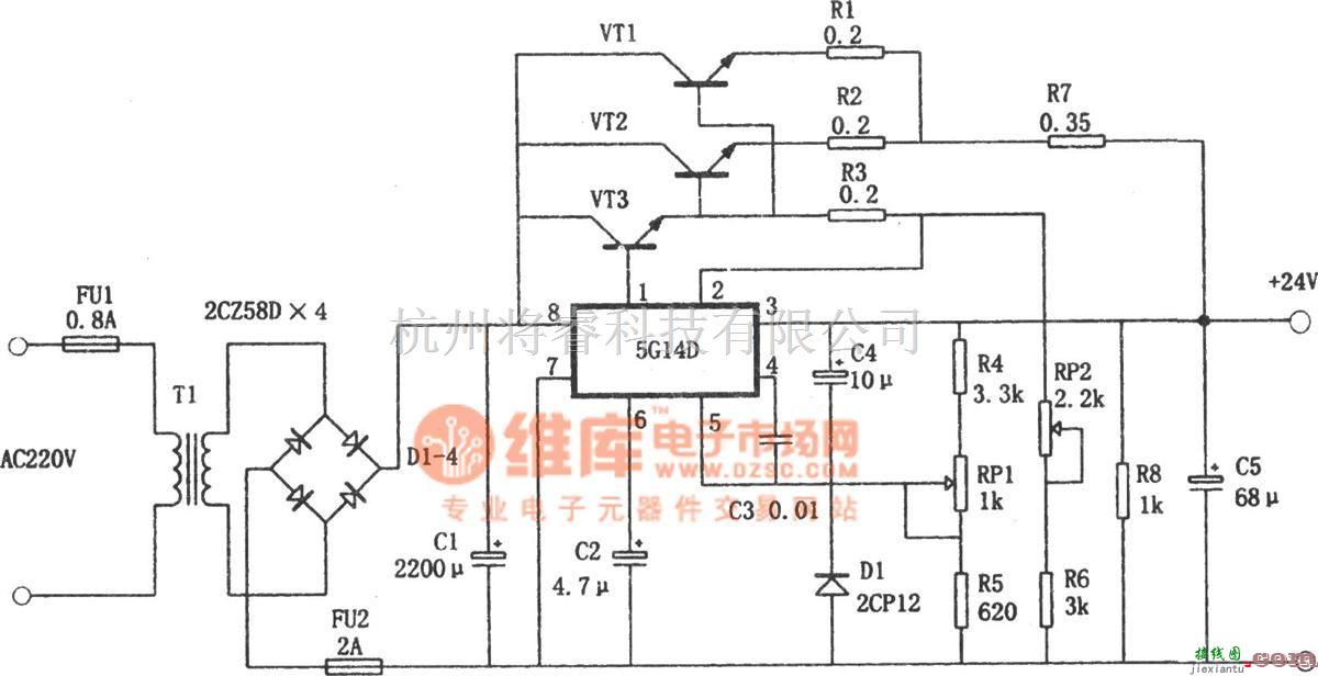 稳压电源中的5G14D构成的+24V、1.9A稳压电源  第1张