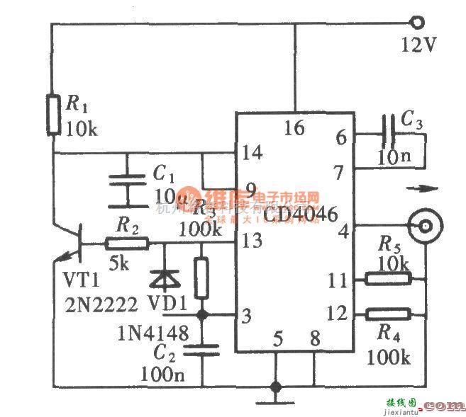 信号产生器中的用CD4046组成的扫频信号发生器  第1张