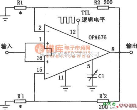 增益可调放大中的使用OPA676的增益可编程放大电路  第1张