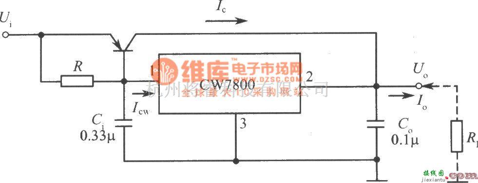 稳压电源中的CW7800构成的大电流输出集成稳压电源电路之一  第1张