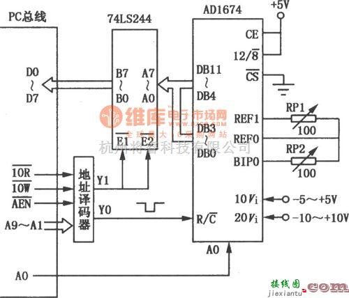 数字电路中的AD1674与PC机的连接图  第1张