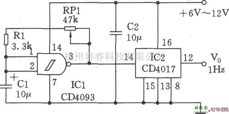 秒信号产生中的简易的秒脉冲发生器(CD4017)  第1张