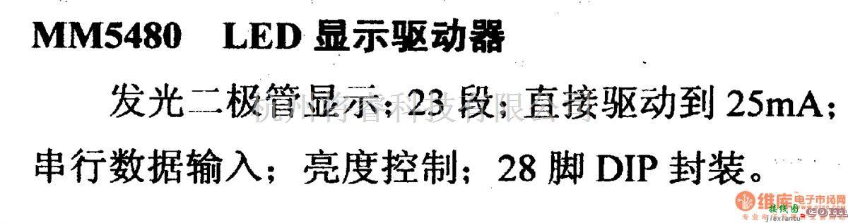 数字电路中的驱动器和通信电路引脚及主要特性MM5480 LED显示亲驱动器  第1张