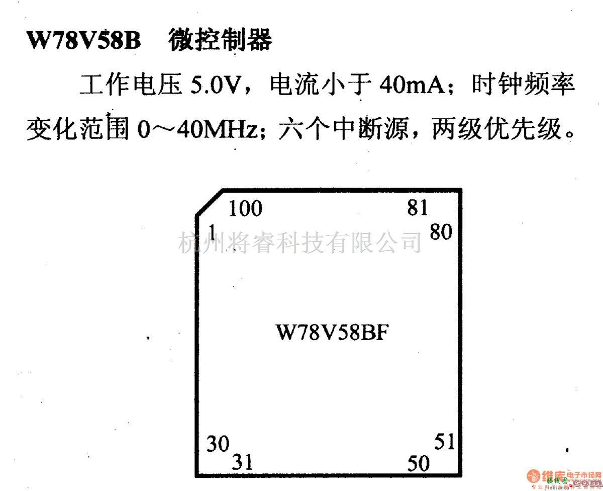 数字电路中的芯片引脚及主要特性W78V58B 微控制器  第1张