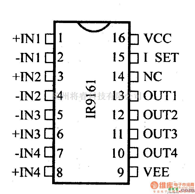 数字电路中的电路引脚及主要特性IR9161 四电压比较器  第2张