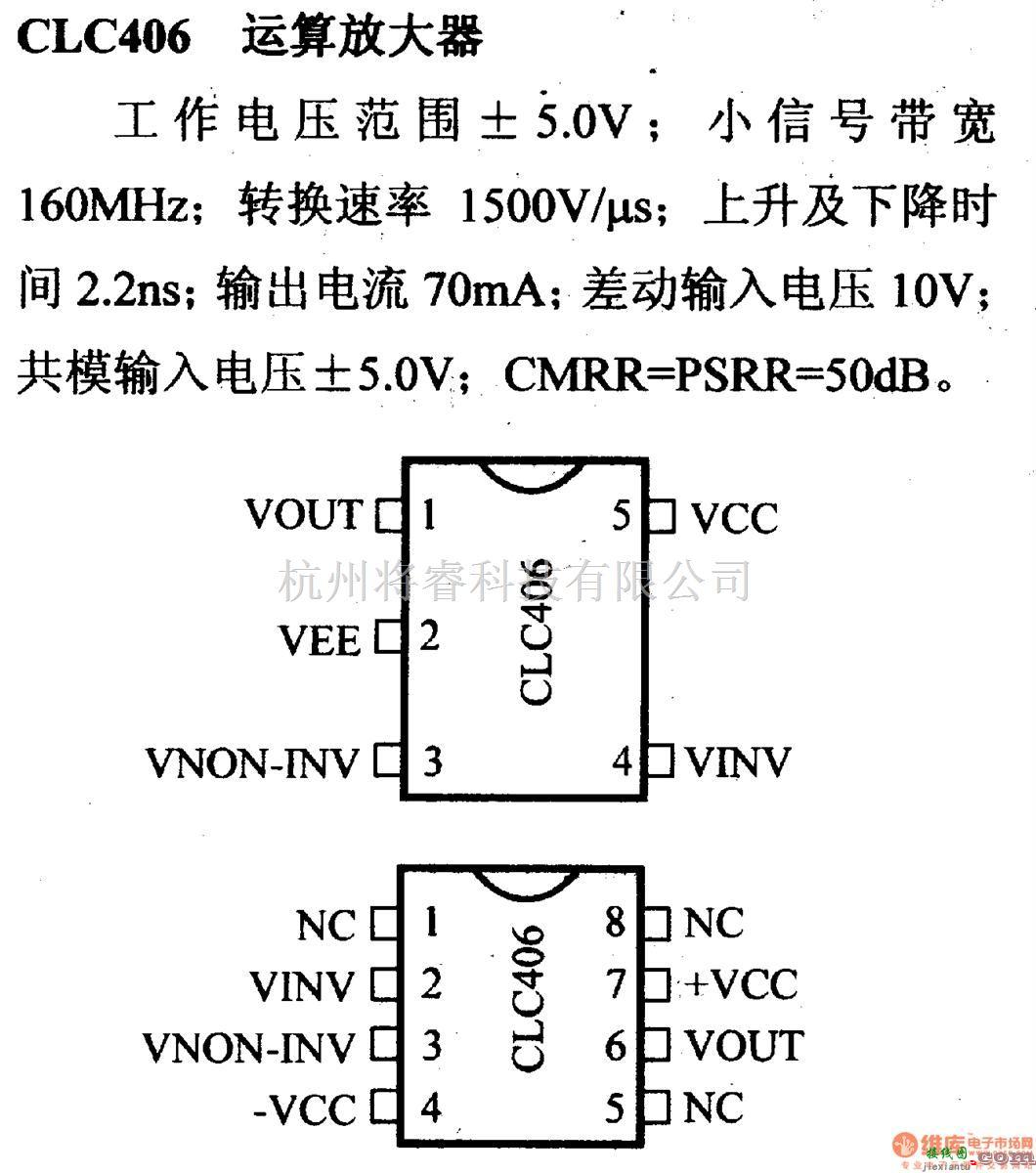 仪器仪表中的放大器引脚信主要特性 CLC406  运算放大器 第1张