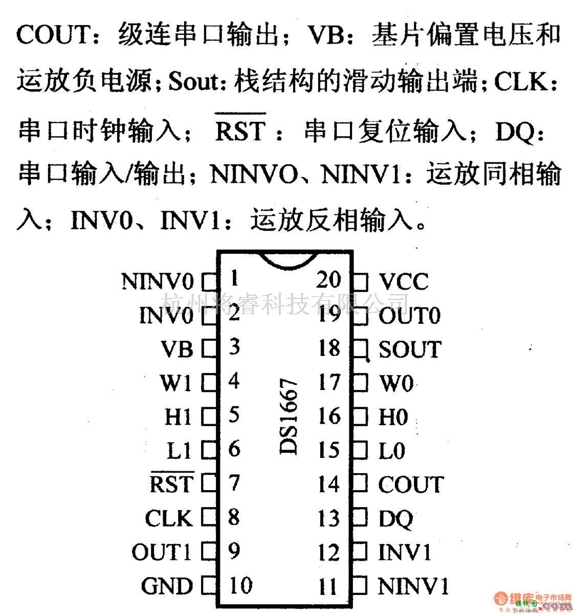 数字电路中的电路引脚及主要特性DS1667 带运放的电子电位器  第2张